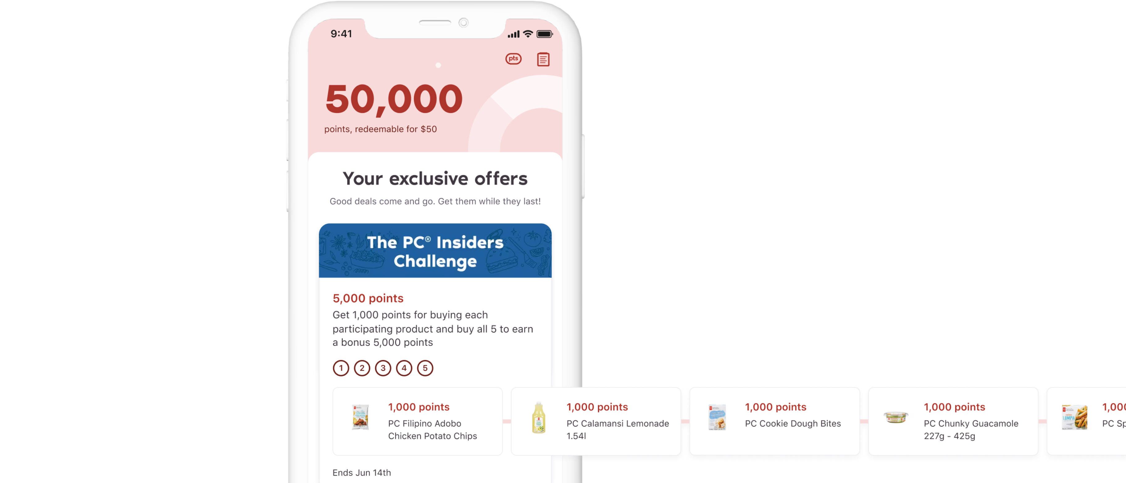 A screenshot of the PC Optimum app displaying a Challenge offer